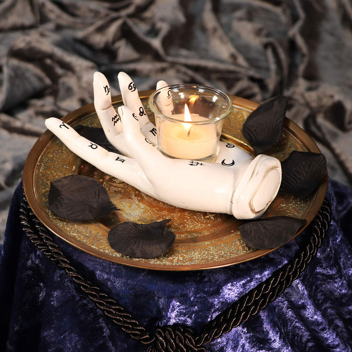 Palmists Prediction White Chiromancy Hand Candle Holder 18.3cm