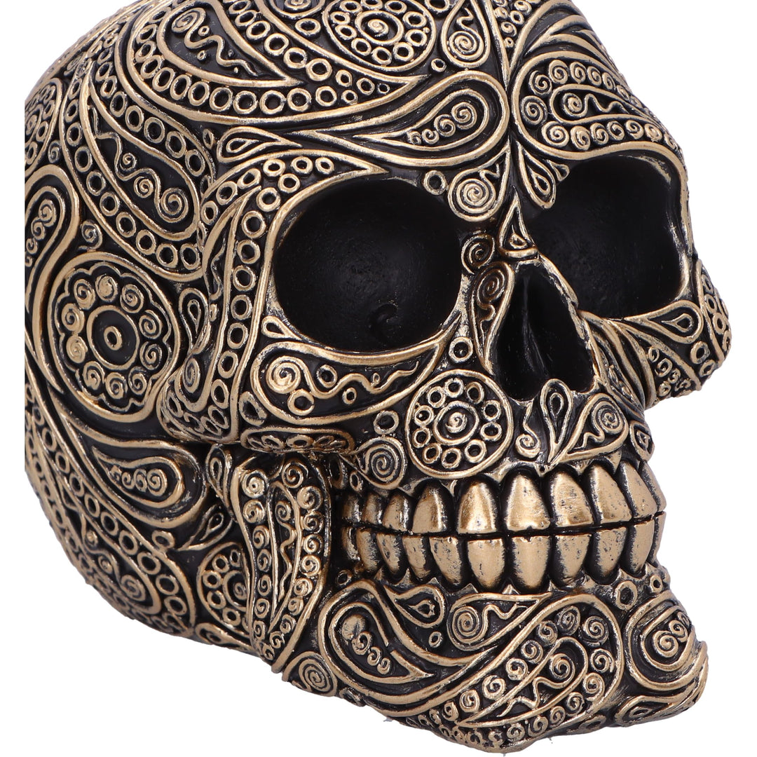 Paisley Black and Gold Skull Head 15cm