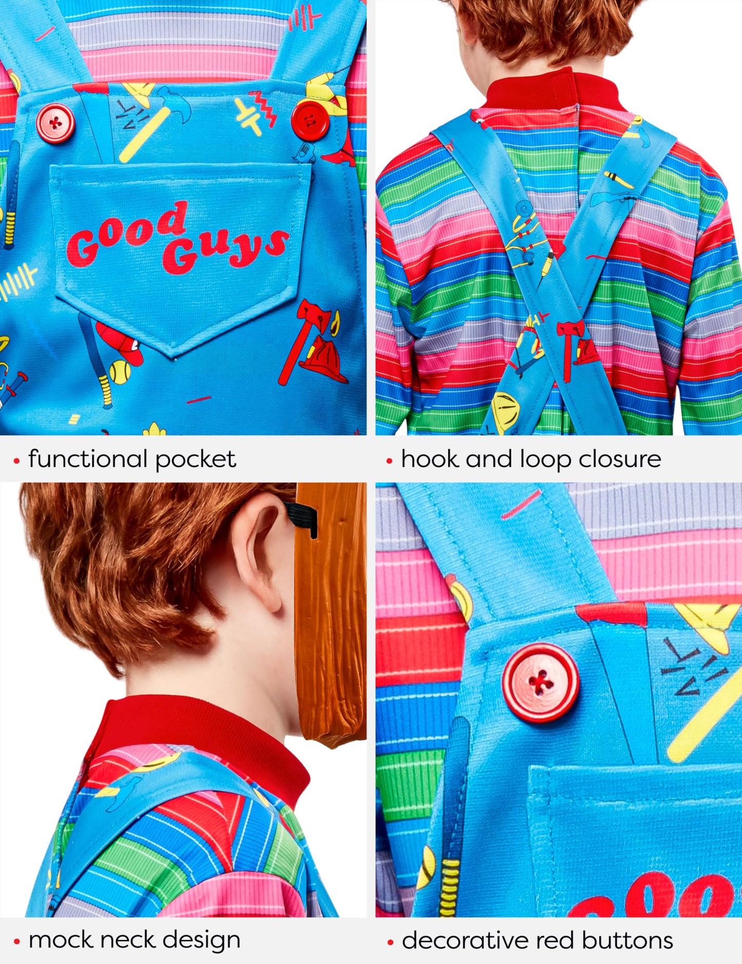 Childs Play 2 Chucky Costume Jumpsuit and Mask for Kids 11