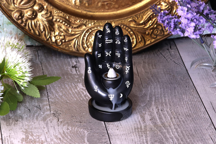 Hand Back Flow Burner Black 12cm Palmistry Backflow Incense