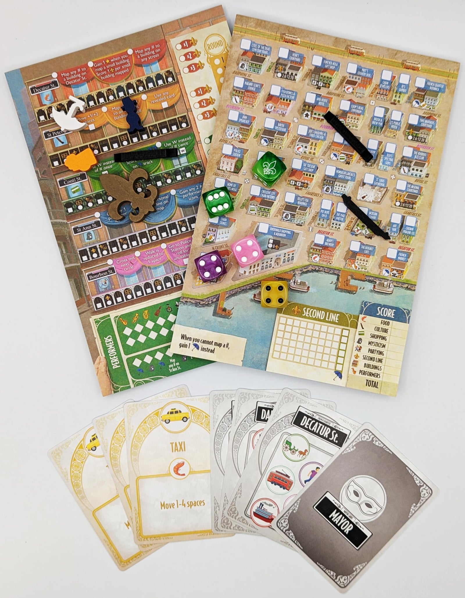 French Quarter: Stroll Through The Streets of New Orleans - Loaded Roll and Write Dice Game 2