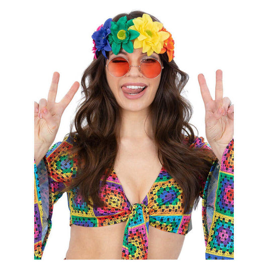 Rainbow Hippie Flower Crown 1960s Headband 1