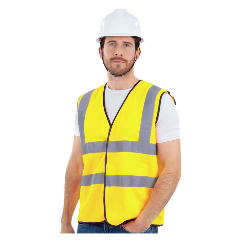Yellow High-Vis Vest Construction Worker Costume 1