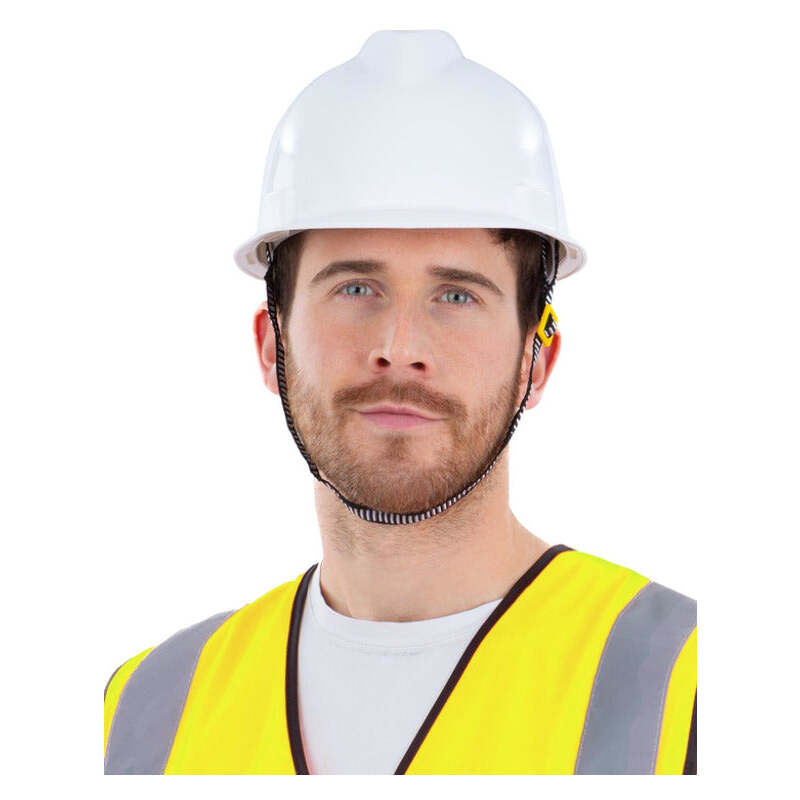 Construction Worker White Builders Helmet Adjustable Strap 1