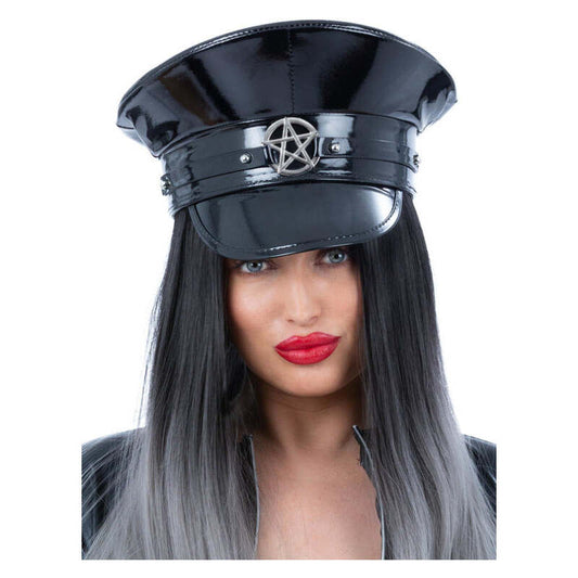 Black Wetlook Occult Captains Hat 1