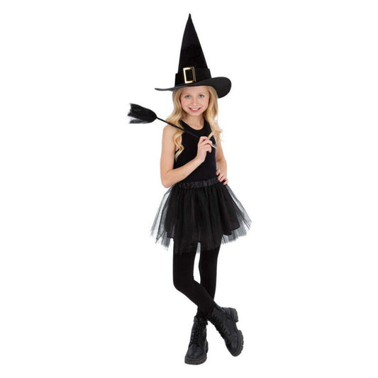Kids Witch Kit Tutu Hat 50cm Broom 1