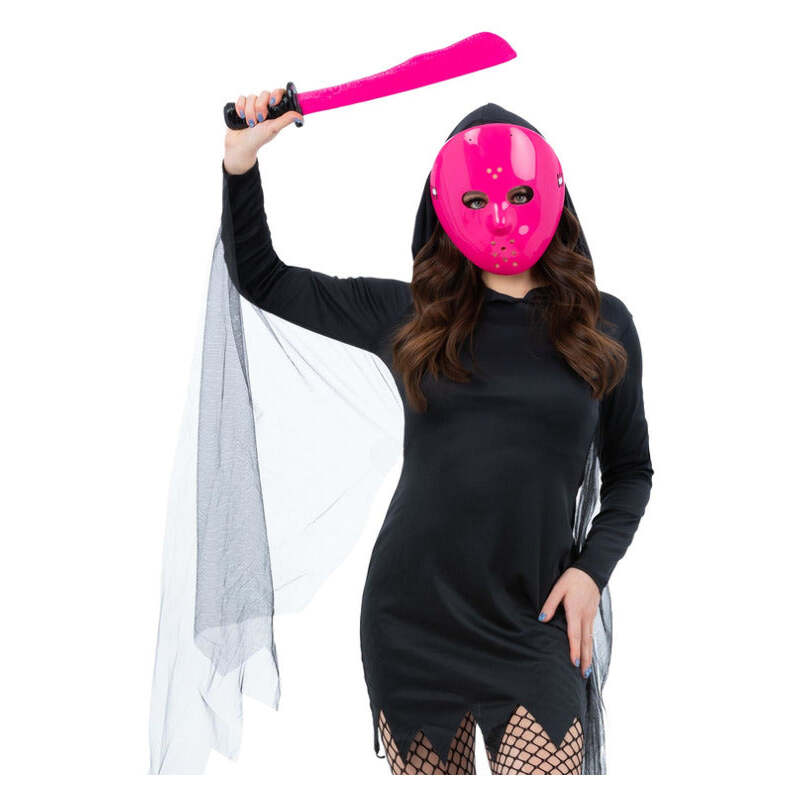 Pink Hockey Mask and Machete Halloween Kit 1