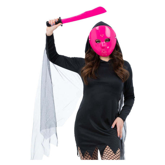 Pink Hockey Mask and Machete Halloween Kit 1