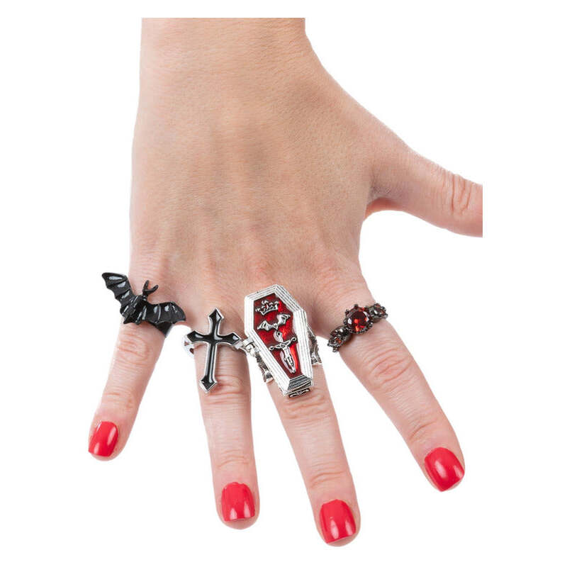 Assorted Gothic Vampire Rings 4Pk 1