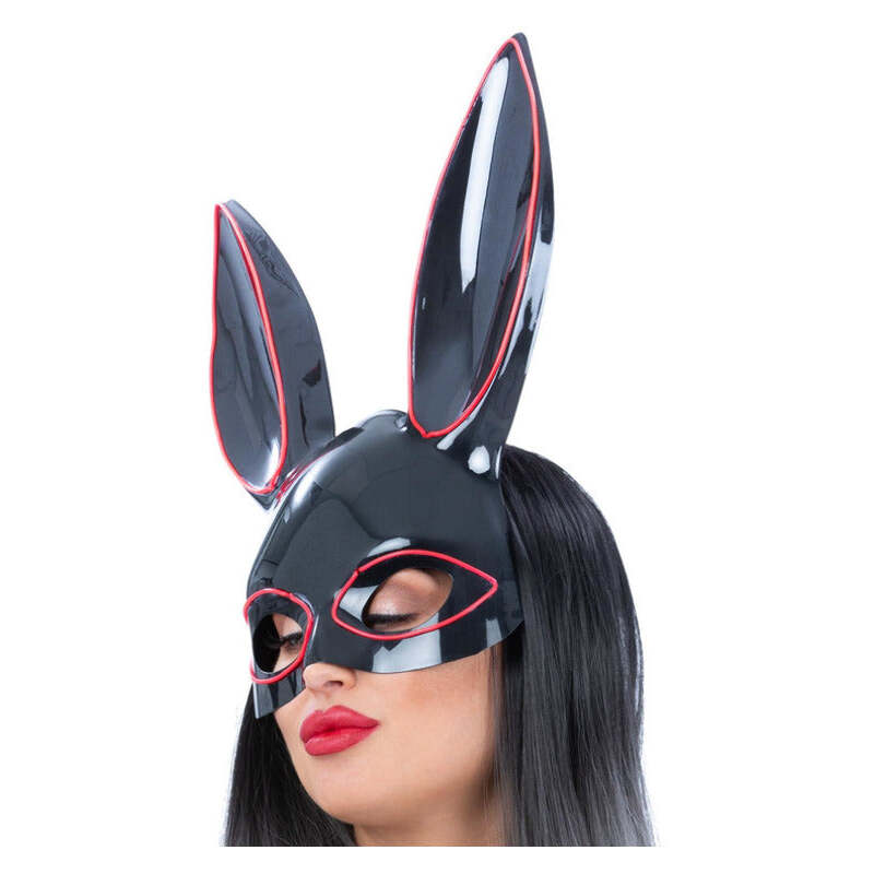 LED Light Up Bunny Mask Black and Neon Pink 1