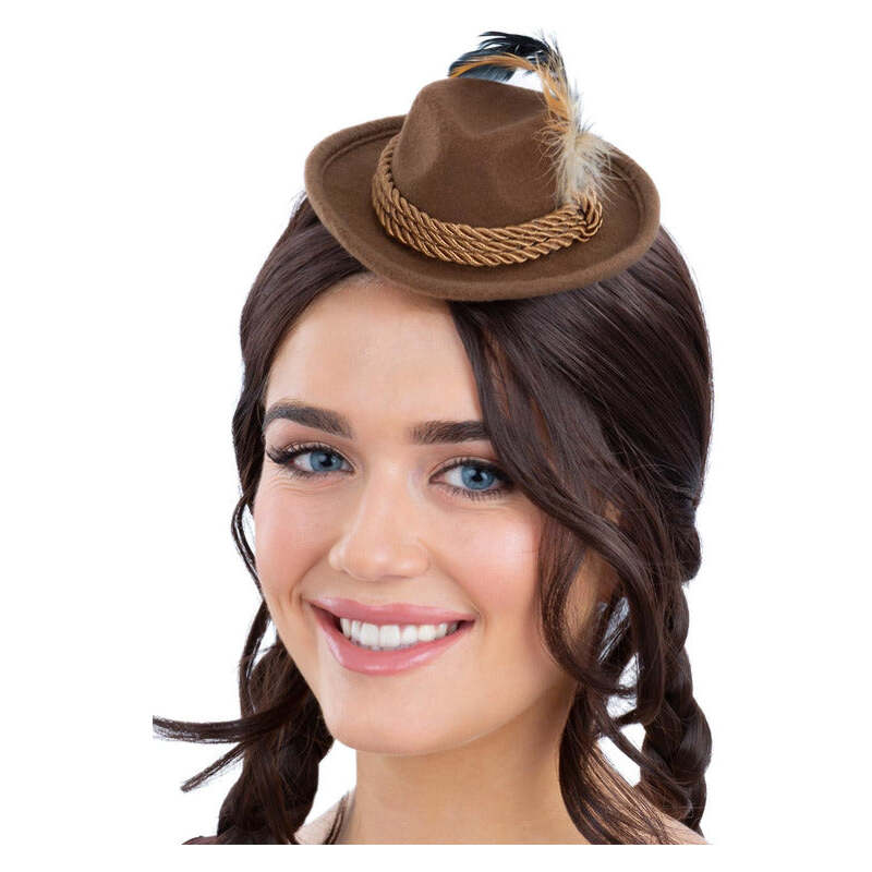 Mini Bavarian Trenker Hat Brown with Hair Clips 1