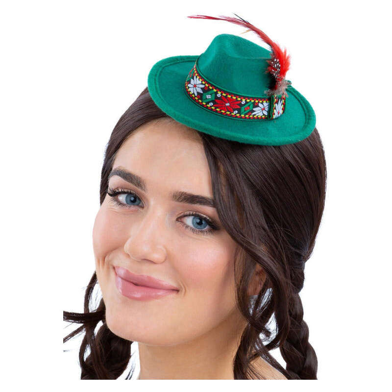 Mini Bavarian Trenker Hat Green with Hair Clips 1