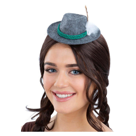 Mini Bavarian Trenker Hat Grey with Hair Clips 1