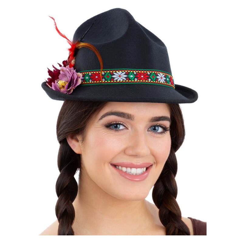 Dirndl Trenker Hat with Feathers Flowers Oktoberfest 1