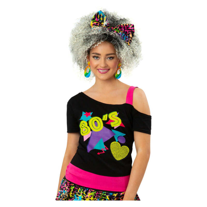 Ladies 1980s Printed One Shoulder T-Shirt 1