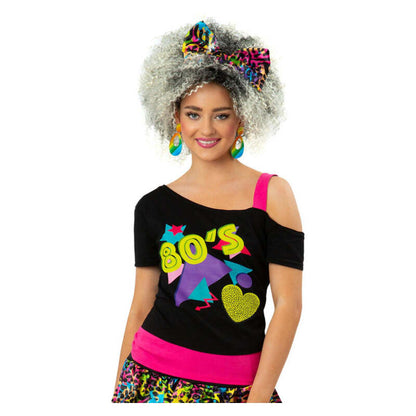Ladies 1980s Printed One Shoulder T-Shirt 1