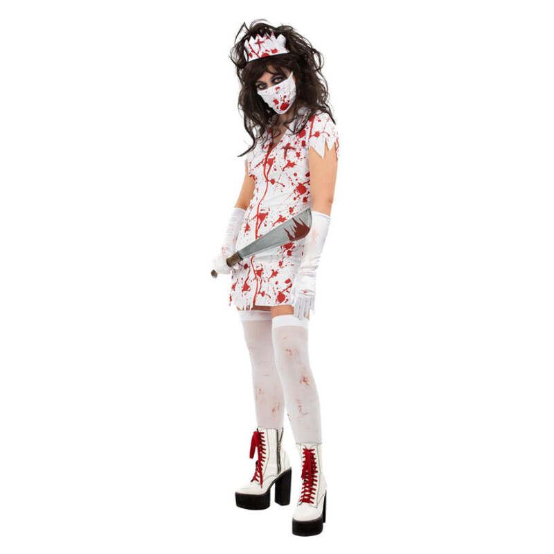 Zombie Nurse Costume with Blood Splatters for Women 1
