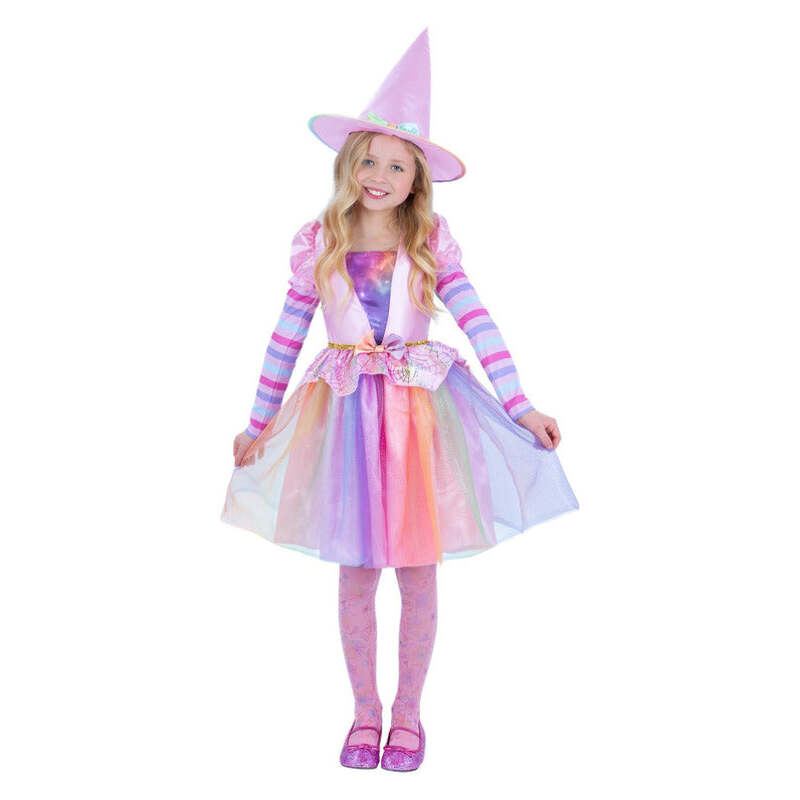 Pastel Rainbow Witch Costume Dress for Girls 1