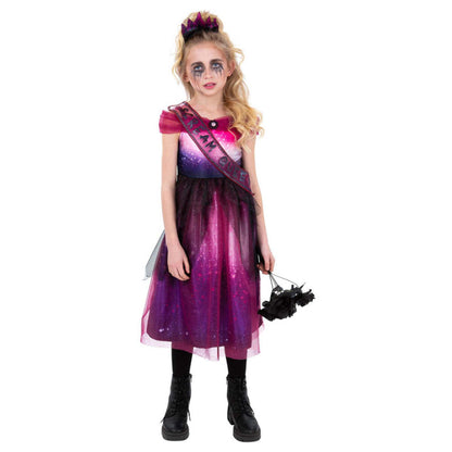 Scream Queen Costume Girls Halloween Prom Dress with Crown 1