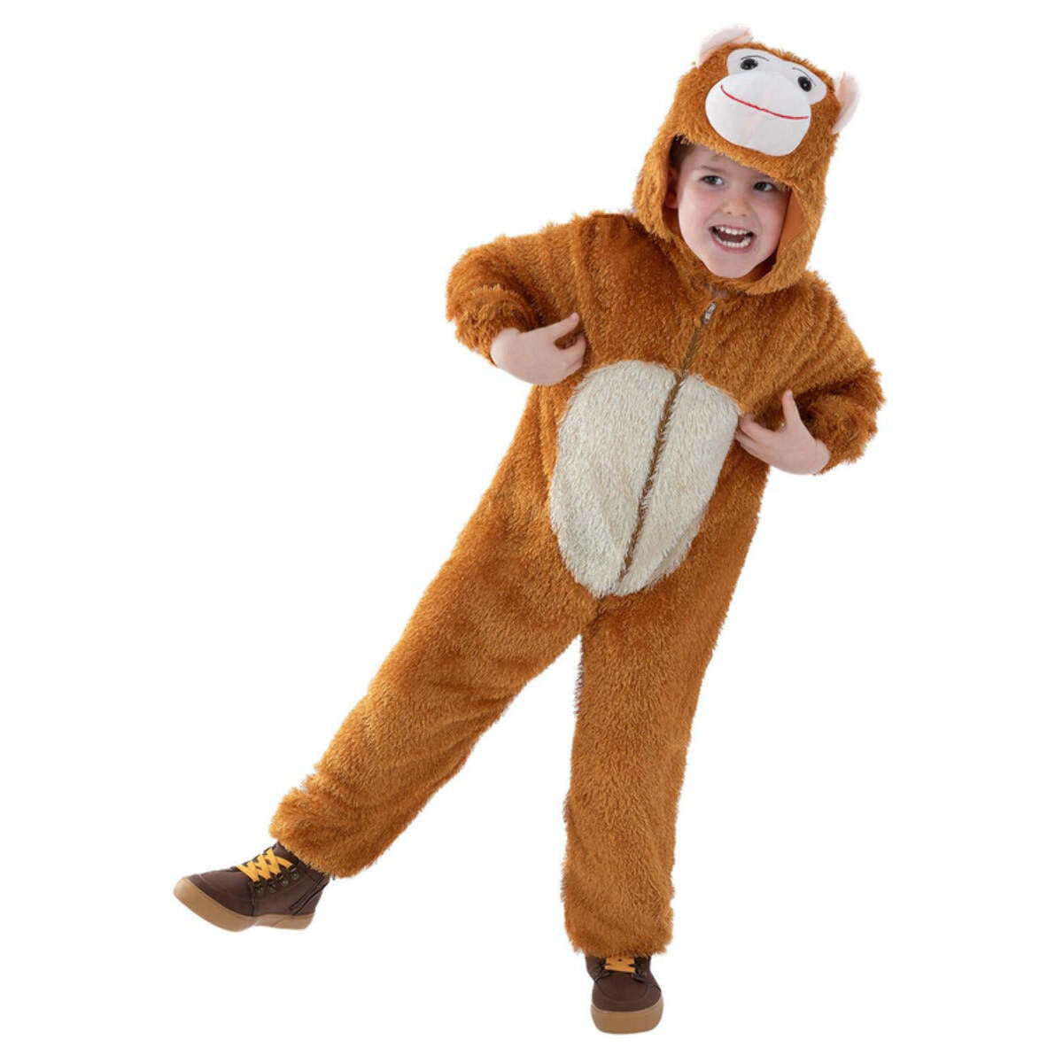 Monkey Costume Kids Brown Jumpsuit with Hood 1