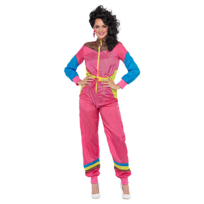 80s Colour Block Pink Ski Shell Suit Costume 1