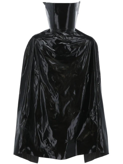 PVC Vampire Cape Black Stand Up Collar 114 cm Adult Halloween Costume Accessory 4
