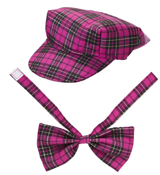 Pink Tartan Hat & Bow Tie