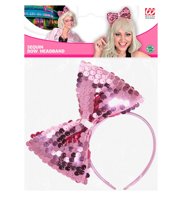 Pink Sequin Bow Headband