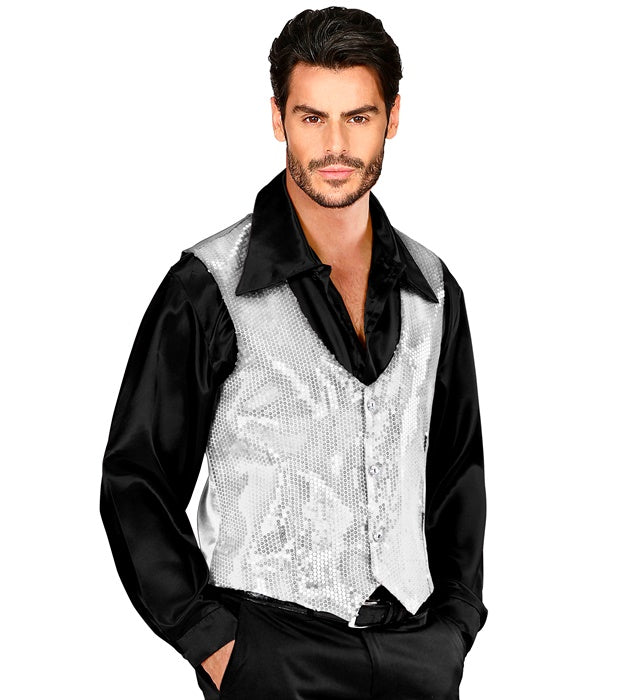 Man Silver Sequin Vest