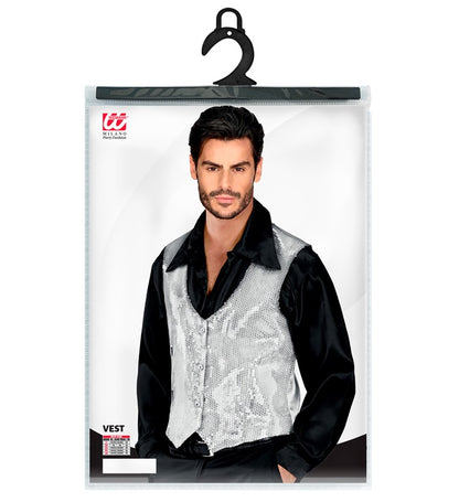 Man Silver Sequin Vest