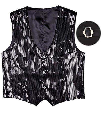 Man Black Sequin Vest