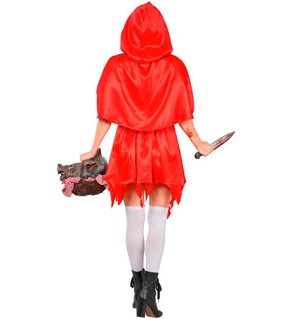 Zombie Red Capelet  Dress, Hooded Capelet, Bow Thigh Highs 