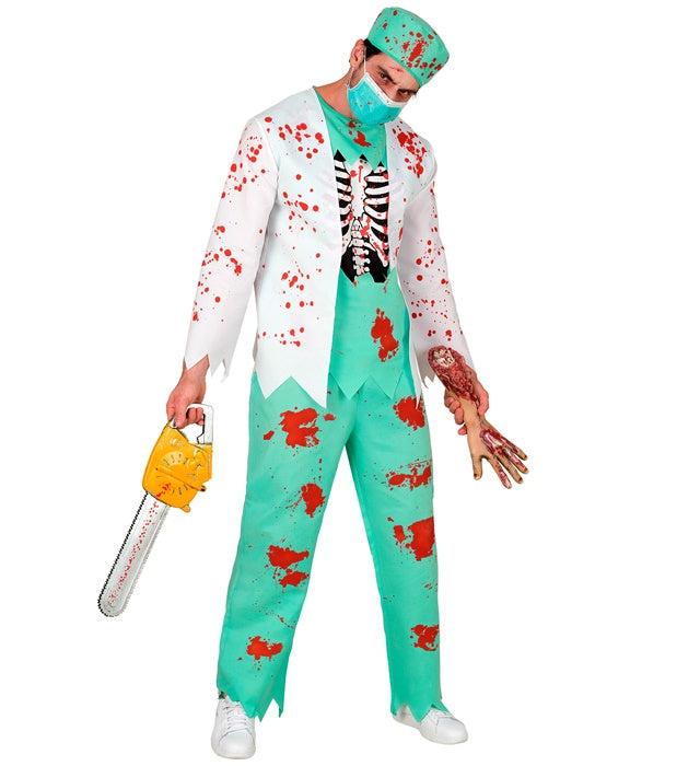 Zombie Doctor  Coat With Rib Cage, Pants, Hat, Face Mask 
