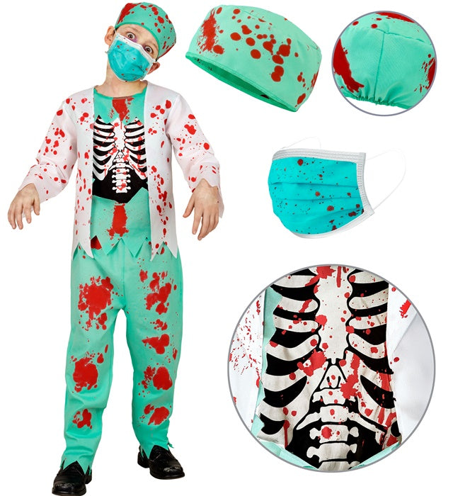 Zombie Doctor  Coat With Rib Cage, Pants, Hat, Face Mask 