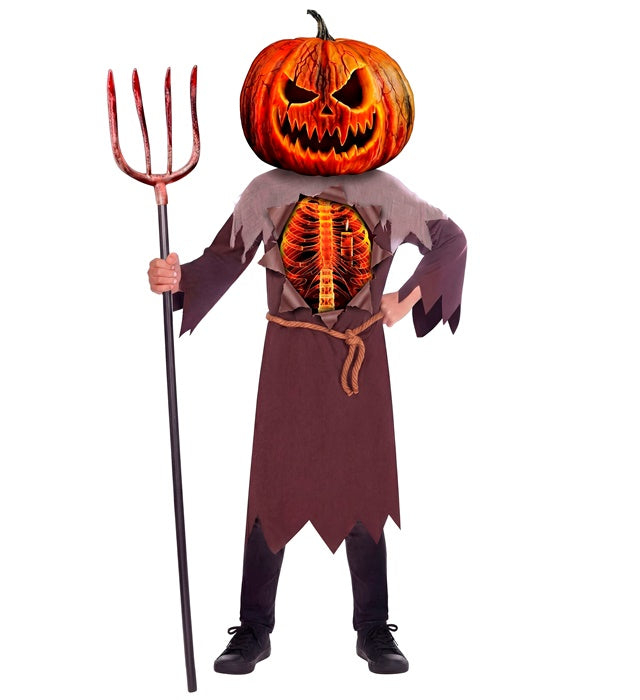 Scary Pumpkin  Robe With Rib Cage And Belt, Mask 