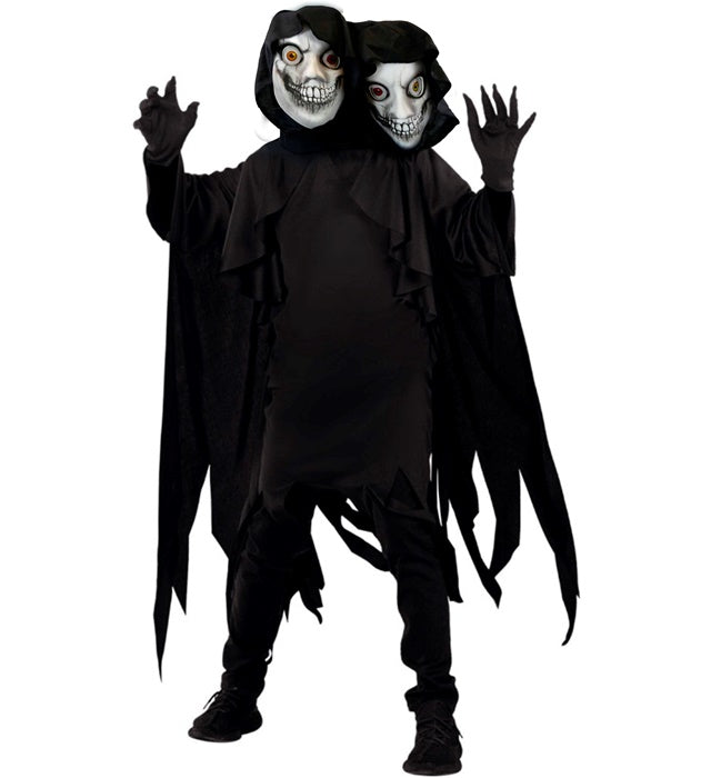 Two Headed Reaper  Hooded Robe With Two Masks, Gloves 