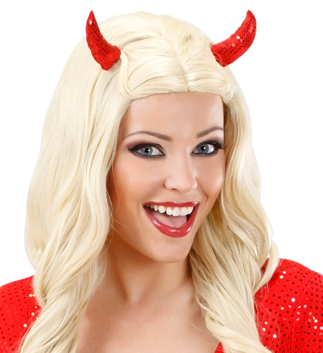 Red Sequin Horns Hair Clips