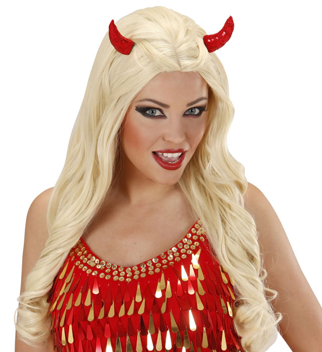Red Sequin Horns Hair Clips