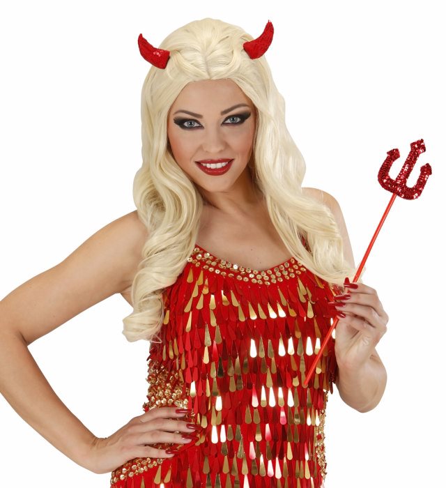 Red Sequin Horns Hair Clips
