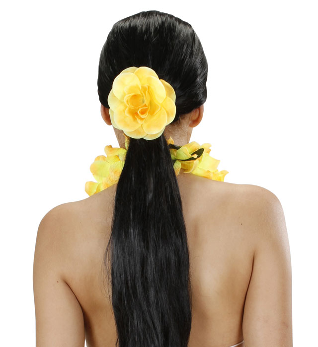 Flower Hair Tie 4 Colors Ass.  6 X Red + 2 X Yellow, Pink, Purple 