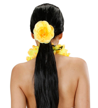 Flower Hair Tie 4 Colors Ass.  6 X Red + 2 X Yellow, Pink, Purple 