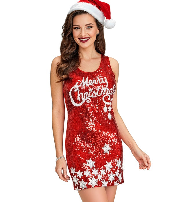 Sequin Dress Merry Christmas