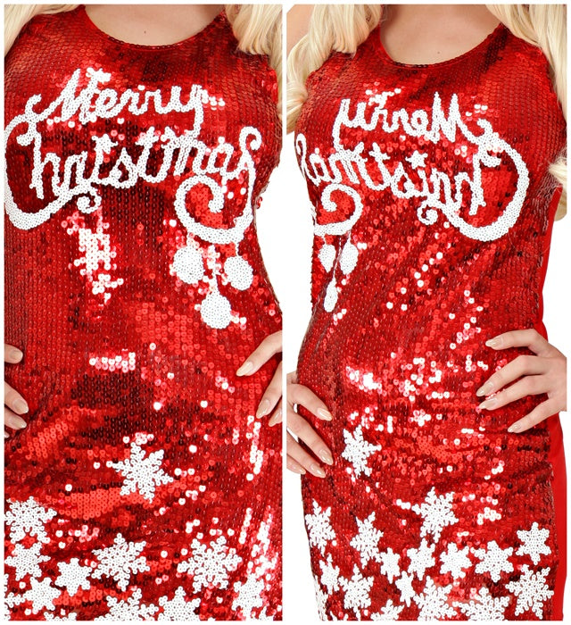 Sequin Dress Merry Christmas