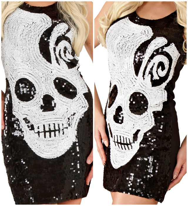 Sequin Dress Skull