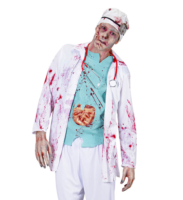 Zombie Doctor  Lab Coat With Shirt And Guts, Headpiece 