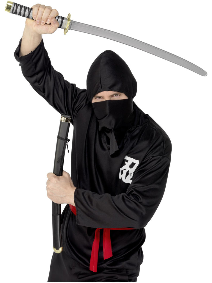 Oriental Warrior Sword and Scabbard Grey Plastic 73cm