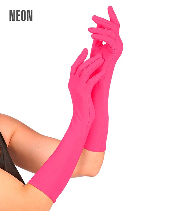 Neon Pink Long Gloves - 40 Cm