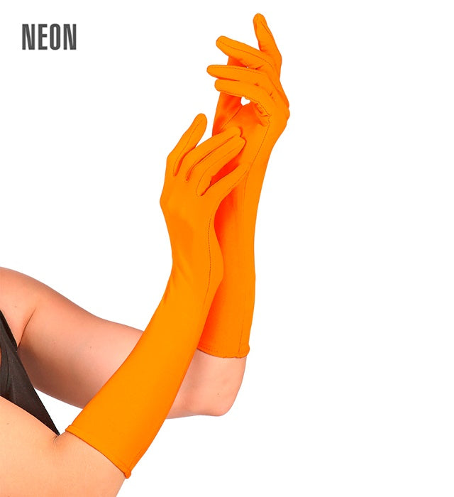 Neon Orange Long Gloves - 40 Cm