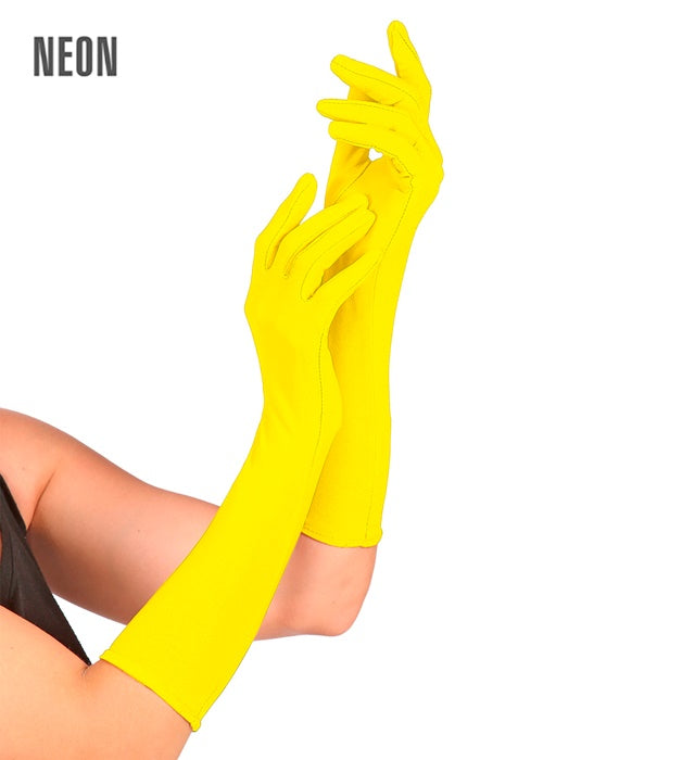 Neon Yellow Long Gloves - 40 Cm