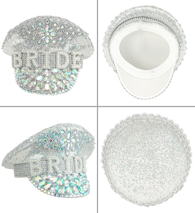 Hat Festival Bride With Jewels Glitter Silver 
